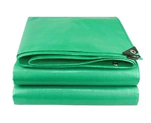 Durable green tarpaulin sheet for waterproof protection and outdoor use